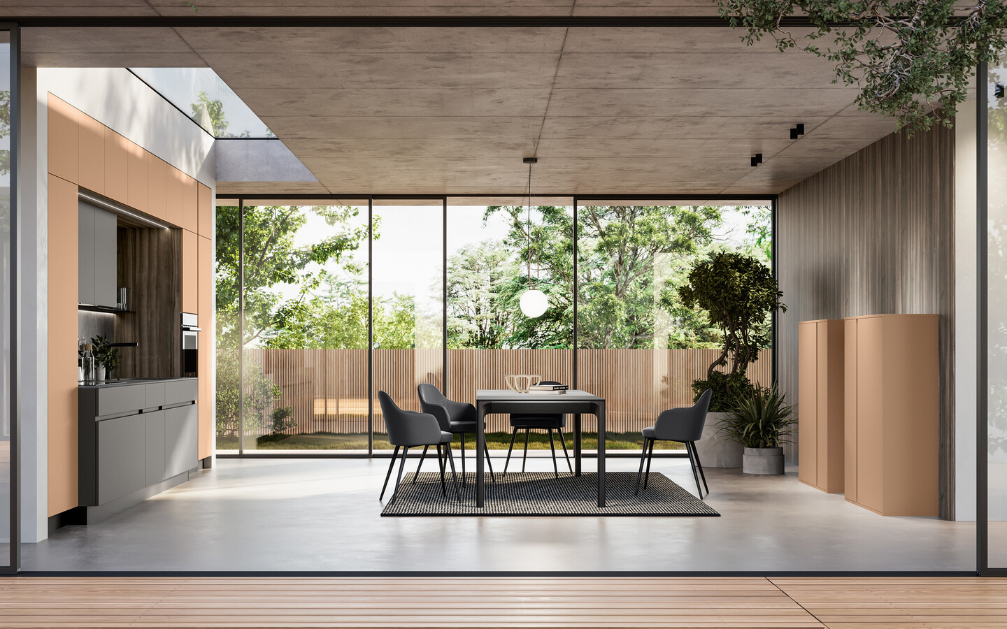 Aparador a medida integrado con una cocina moderna Arredo3